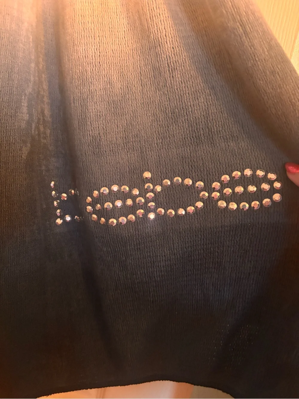 bebe Ombre Black to Cream Scarf with Stud Detail